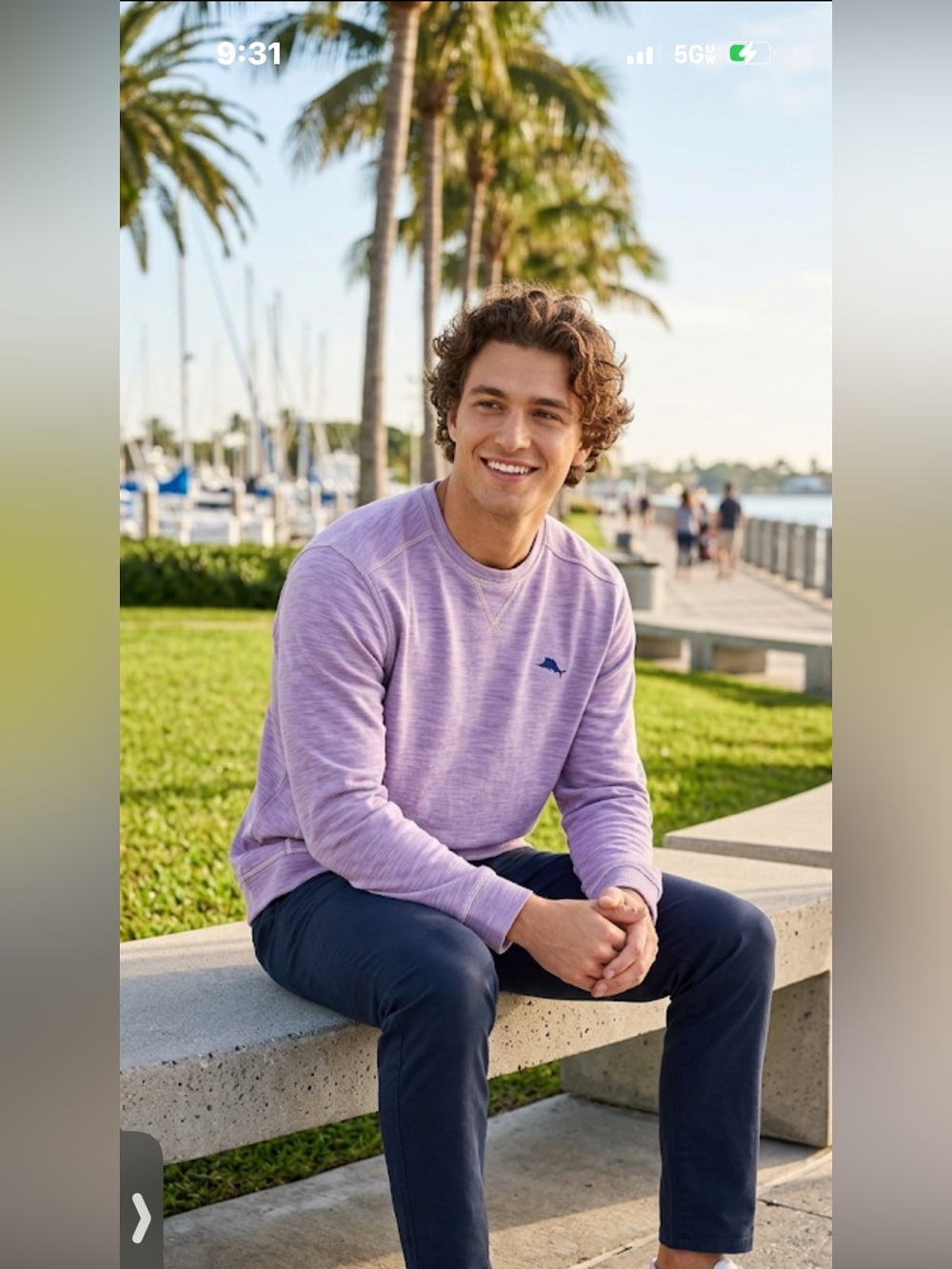 Tommy Bahama Lavender Crewneck Sweater with Navy Whale Logo 209